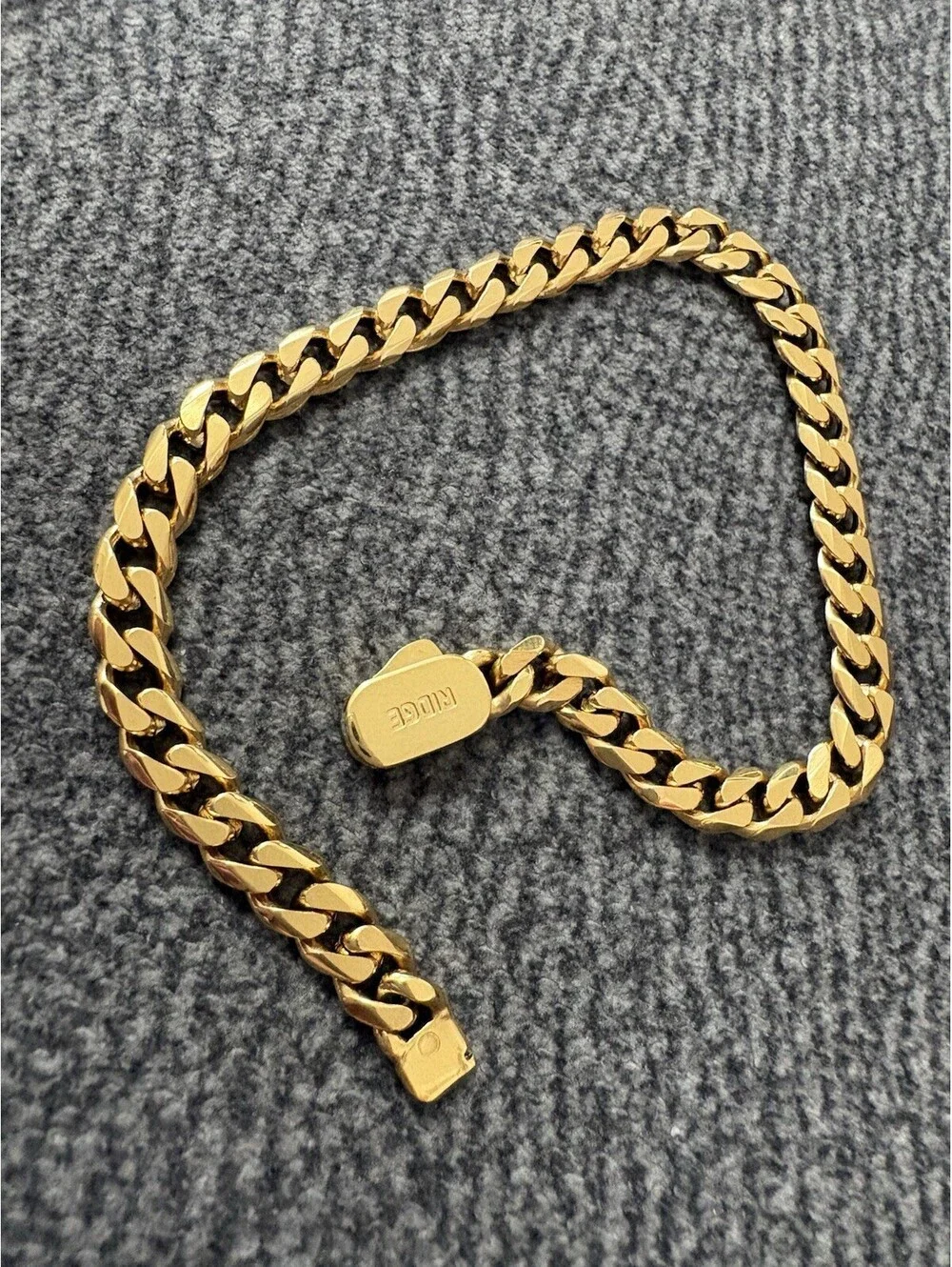 Ridge 6mm 18K Gold Over Stainless Curb Bracelet 8.5” Men’s Secure Clasp Classic